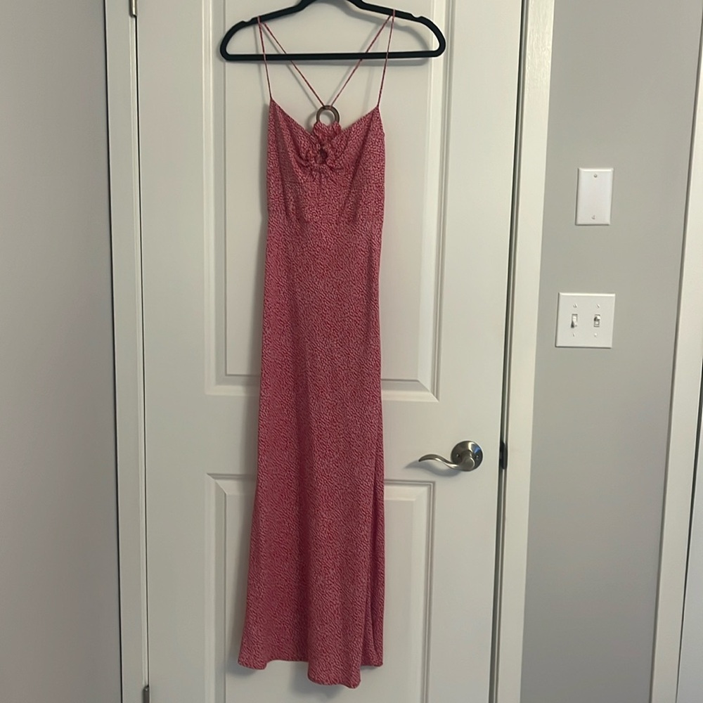 Zara NWT Pink & Purple Leopard Maxi Dress, Size XS
